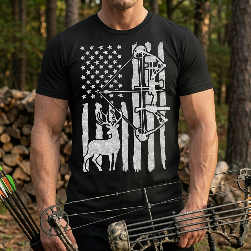 The Silent Patriot: Compound Bow & Flag Edition - DTF Transfer