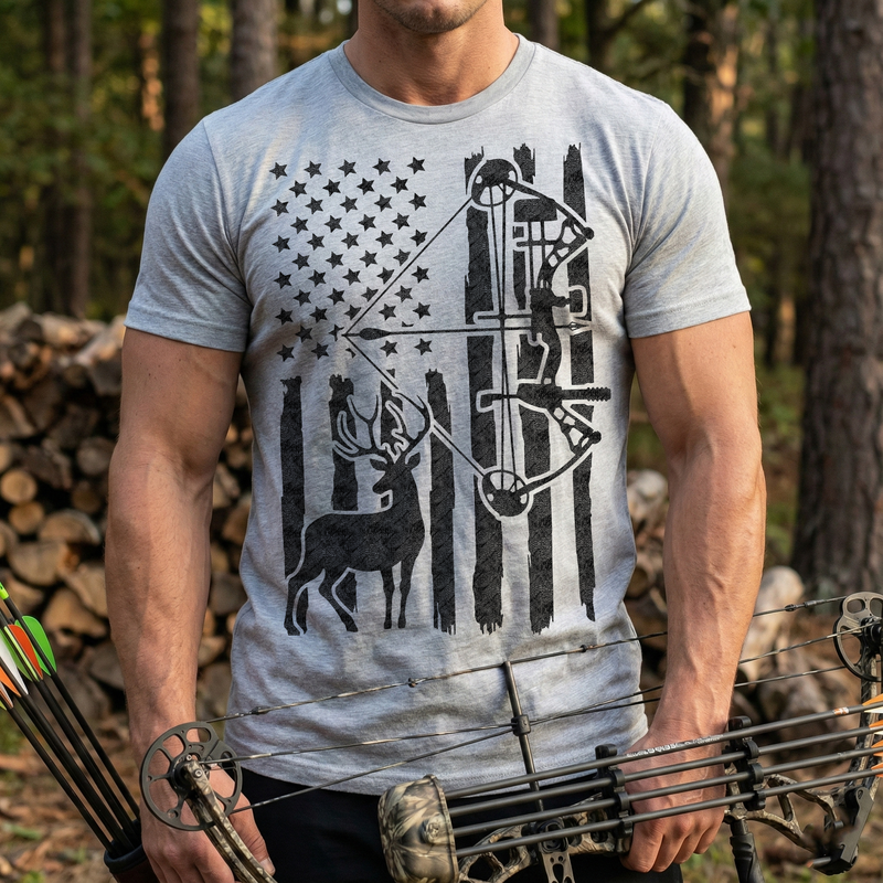 The Silent Patriot: Compound Bow & Flag Edition - DTF Transfer
