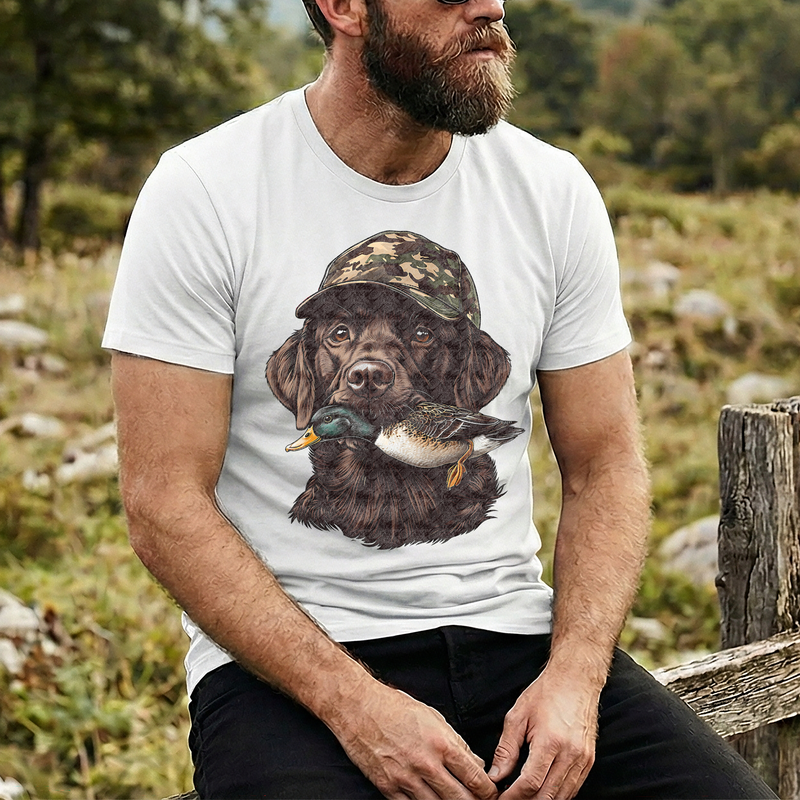 Tactical Good Boy: The Chocolate Lab & Mallard Loadout - DTF Transfer