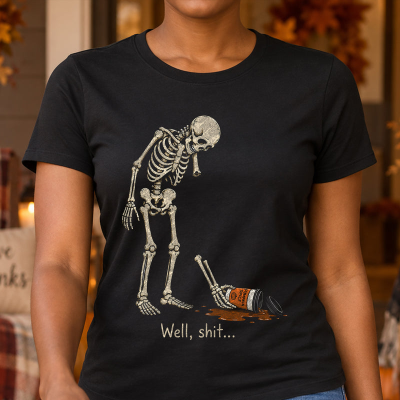 Well, Shit... Pumpkin Spice Coffee Spill Skeleton: Sarcastic Fall Humor - DTF Transfer