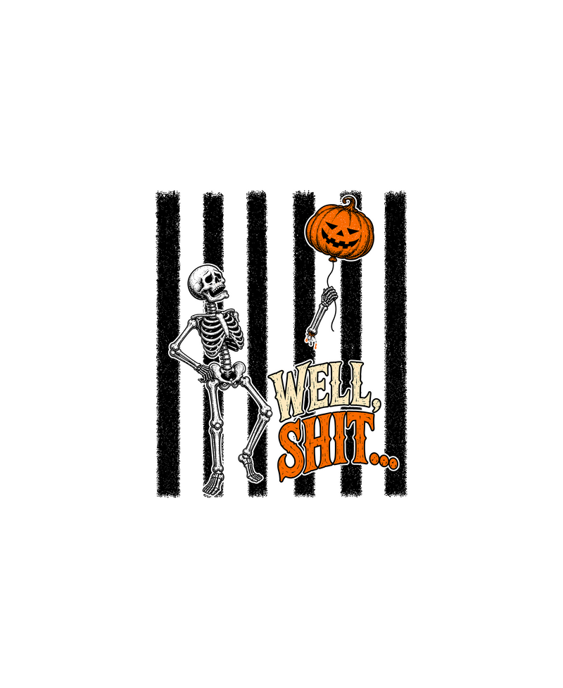 Pumpkin Balloon Skeleton Sarcastic DTF Transfer