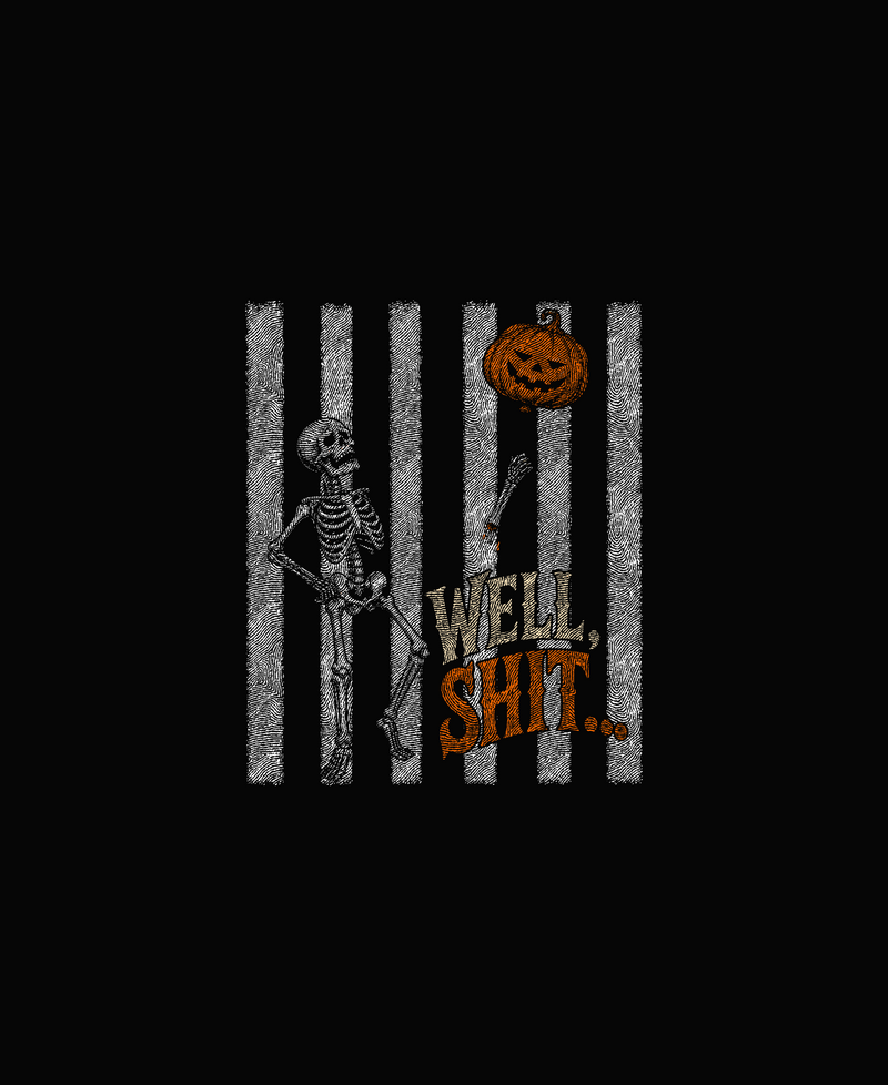 Pumpkin Balloon Skeleton Sarcastic DTF Transfer