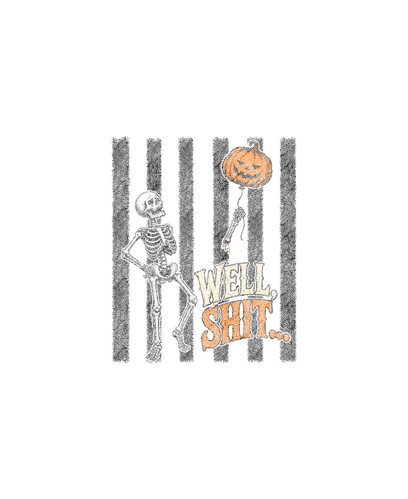 Pumpkin Balloon Skeleton Sarcastic DTF Transfer