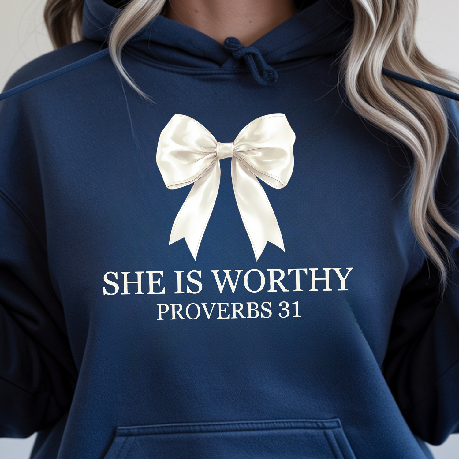 She Is Worthy Ivory Bow - DTF Transfer