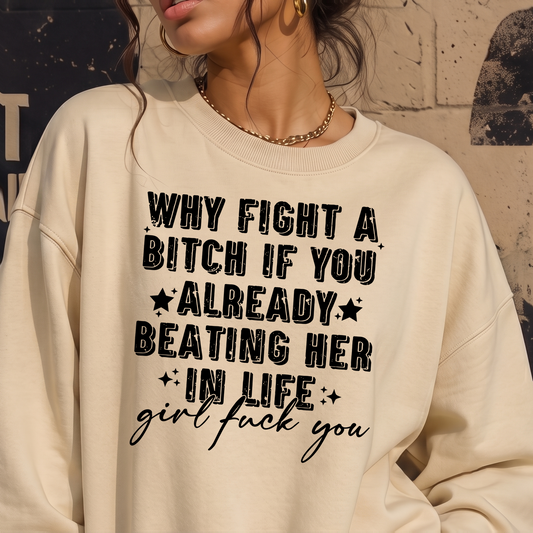 Beating Her In Life Sarcastic Typographic - DTF Transfer