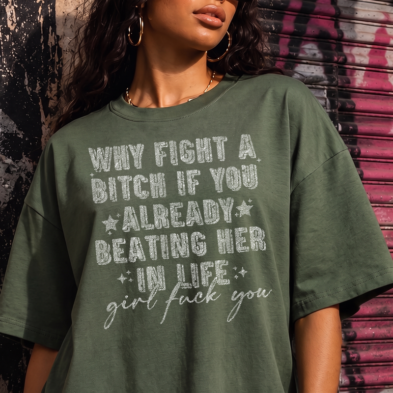 Beating Her In Life Sarcastic Typographic - DTF Transfer