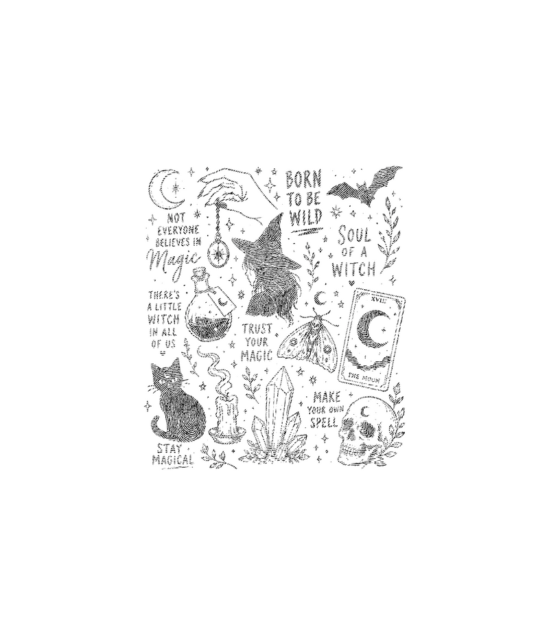 White Line Art Spooky Icons DTF Transfer