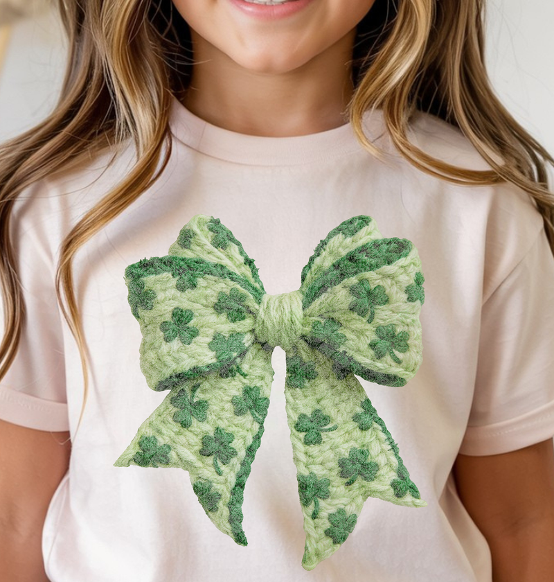 Faux Yarn - St. Patrick's Day Bow - DTF Transfer