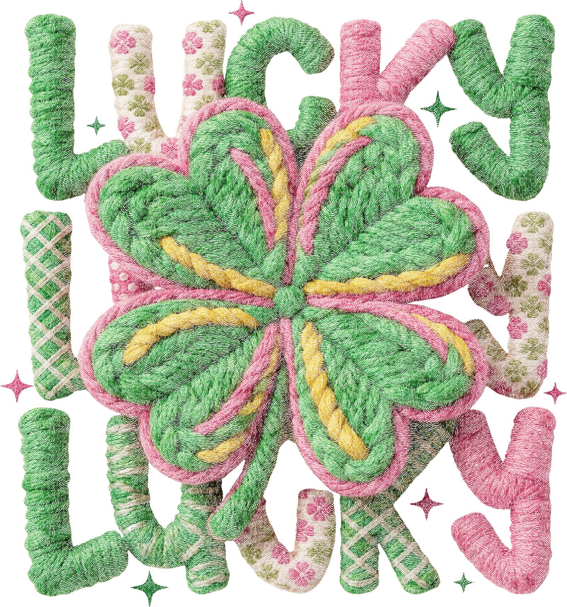 Faux Knit - Stacked Lucky - DTF Transfer