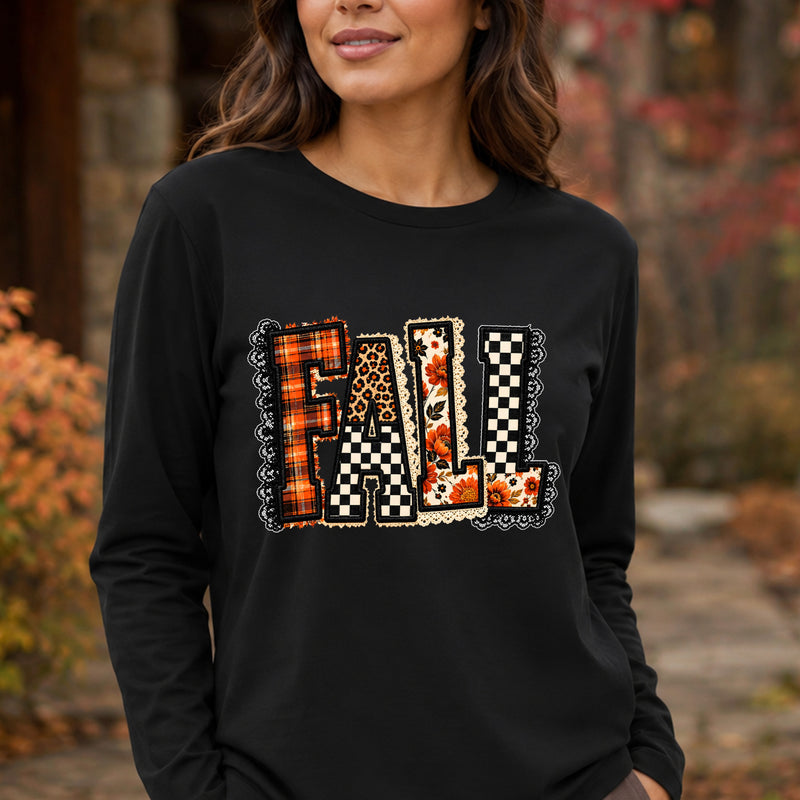 Faux Lace Patchwork Checkered Fall - DTF Transfer