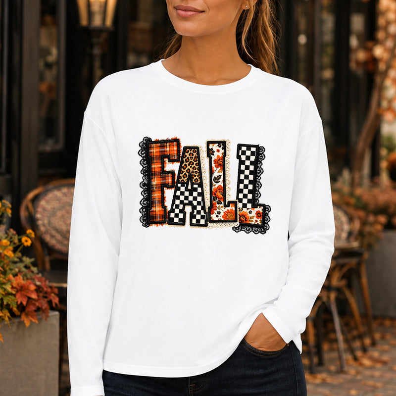Faux Lace Patchwork Checkered Fall - DTF Transfer