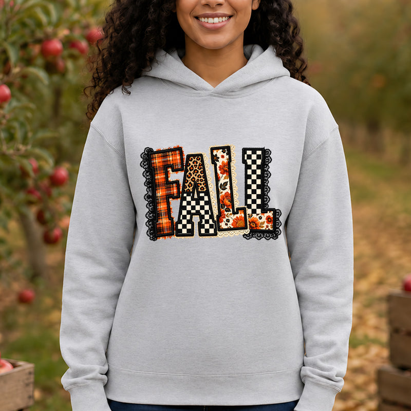 Faux Lace Patchwork Checkered Fall - DTF Transfer
