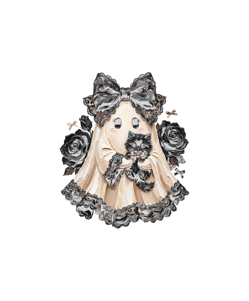 Goth Ghost & Black Cat Dark Coquette - DTF Transfer