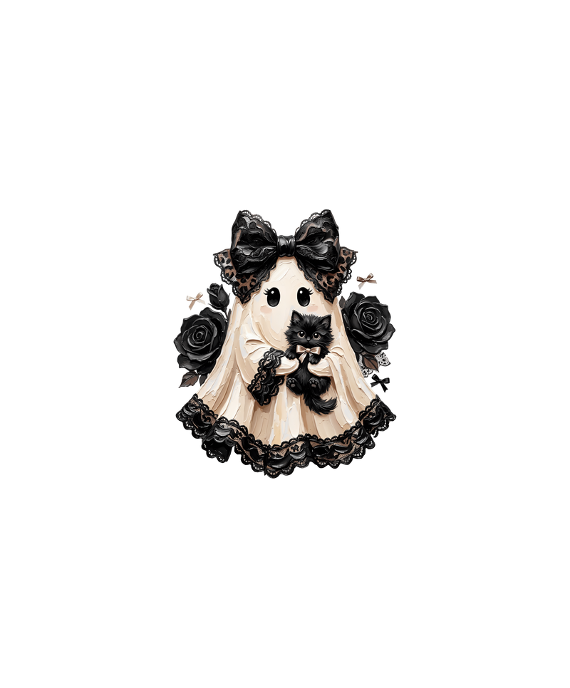 Goth Ghost & Black Cat Dark Coquette - DTF Transfer