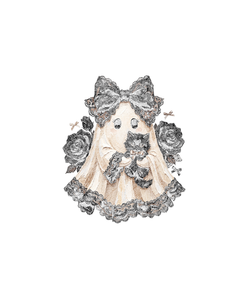 Goth Ghost & Black Cat Dark Coquette - DTF Transfer