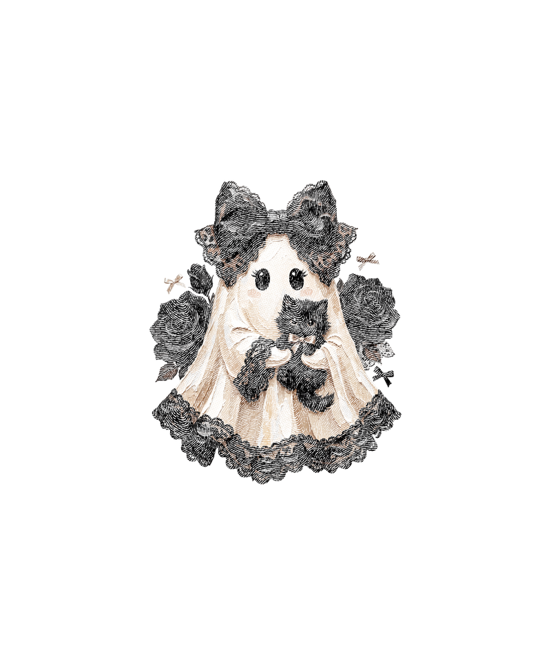 Goth Ghost & Black Cat Dark Coquette - DTF Transfer