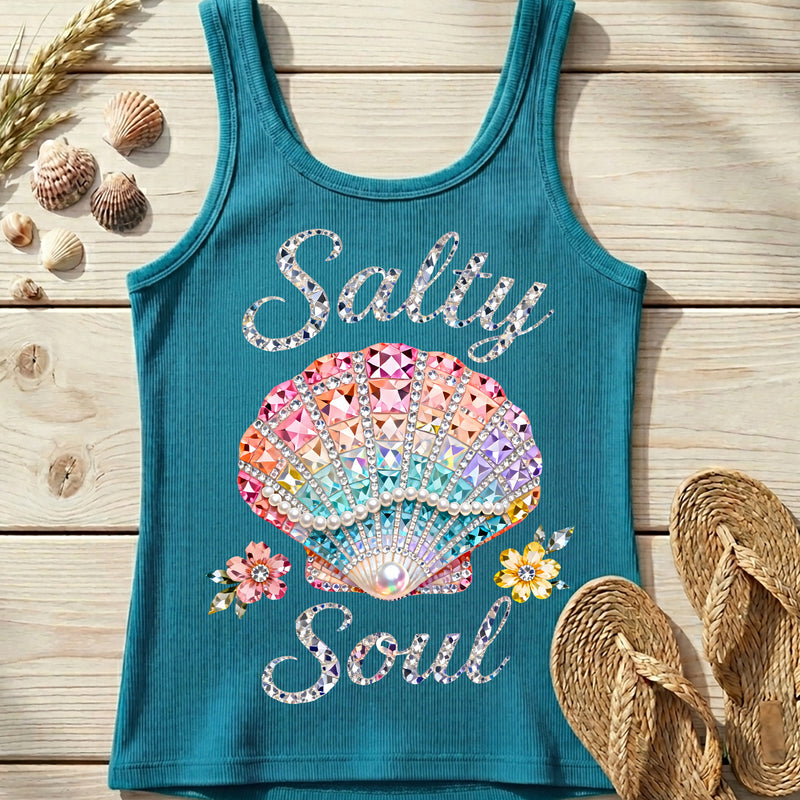 Faux Rhinestone - Salty Soul Seashell - DTF Transfer