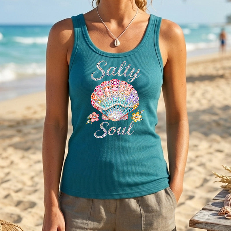 Faux Rhinestone - Salty Soul Seashell - DTF Transfer