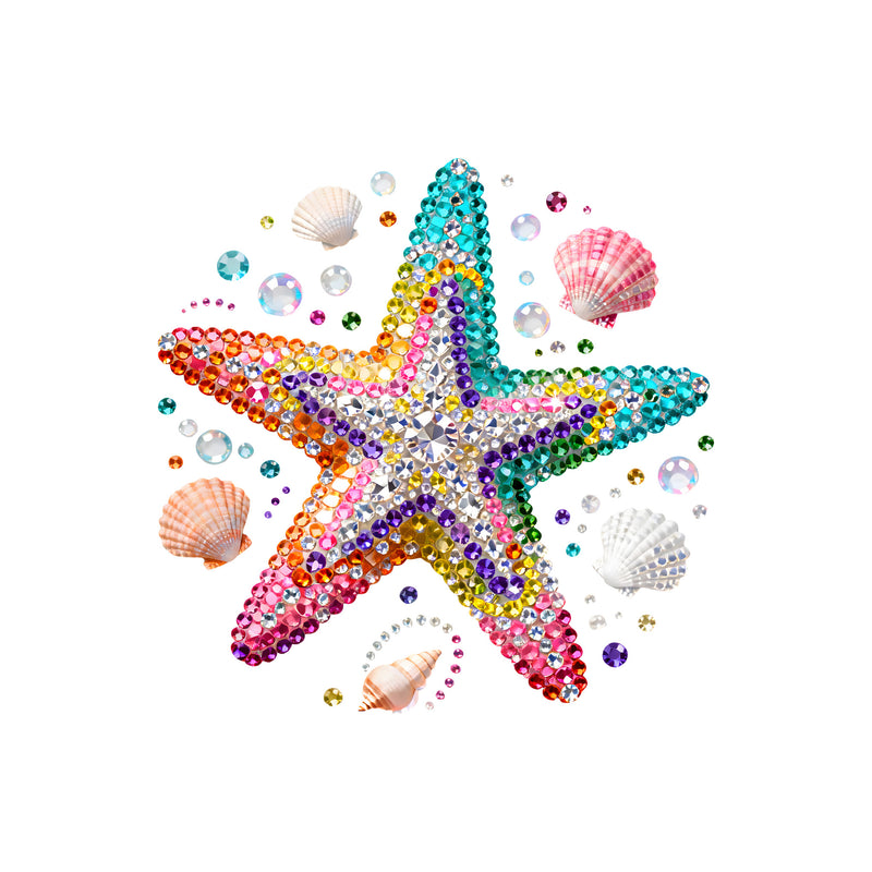 Faux Rhinestone Mermaid Mosaic Rainbow Starfish - DTF Transfer