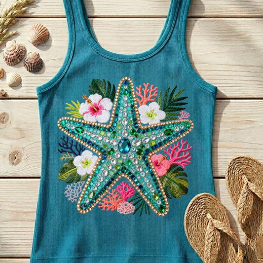 Faux Rhinestone - Treasures Of The Reef, Starfish - DTF Transfer