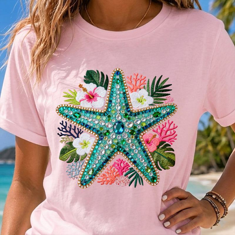 Faux Rhinestone - Treasures Of The Reef, Starfish - DTF Transfer